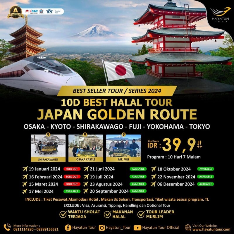 10D Best Halal Tour Japan Golden Route