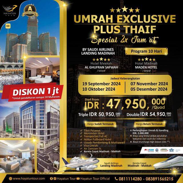 Umrah Exclusive Plus Thaif Spesial 2x Jumat