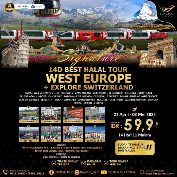 Signature 14D Best Halal Tour West Europe plus Explore Switzerland